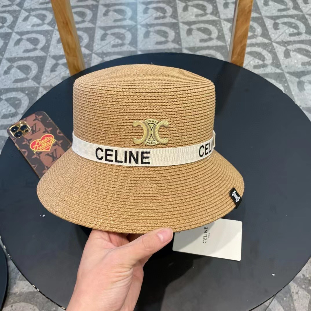 P126 Selincelien’s new straw hat, flat bucket hat, 57 cm head - 图片 2