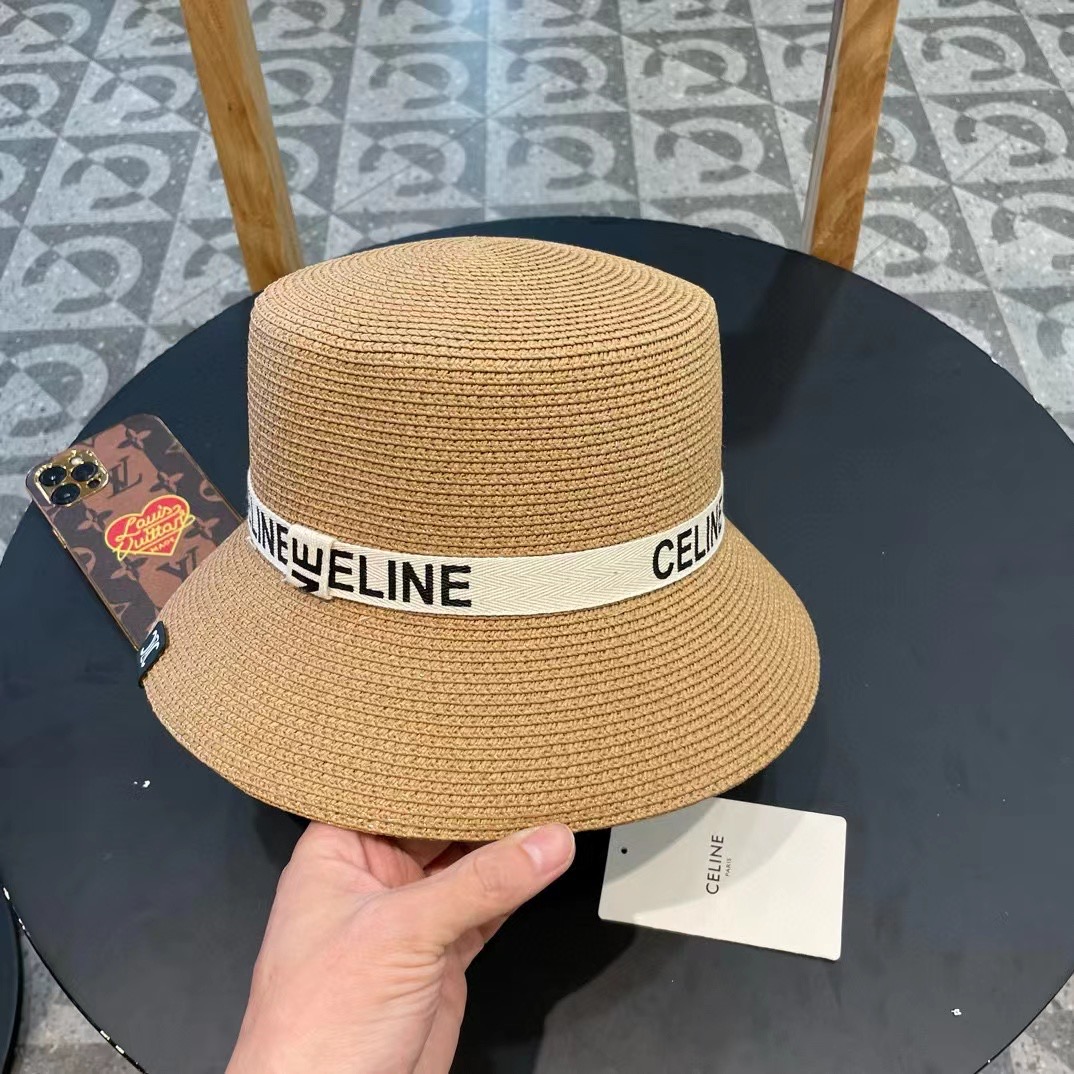 P126 Selincelien’s new straw hat, flat bucket hat, 57 cm head - 图片 4