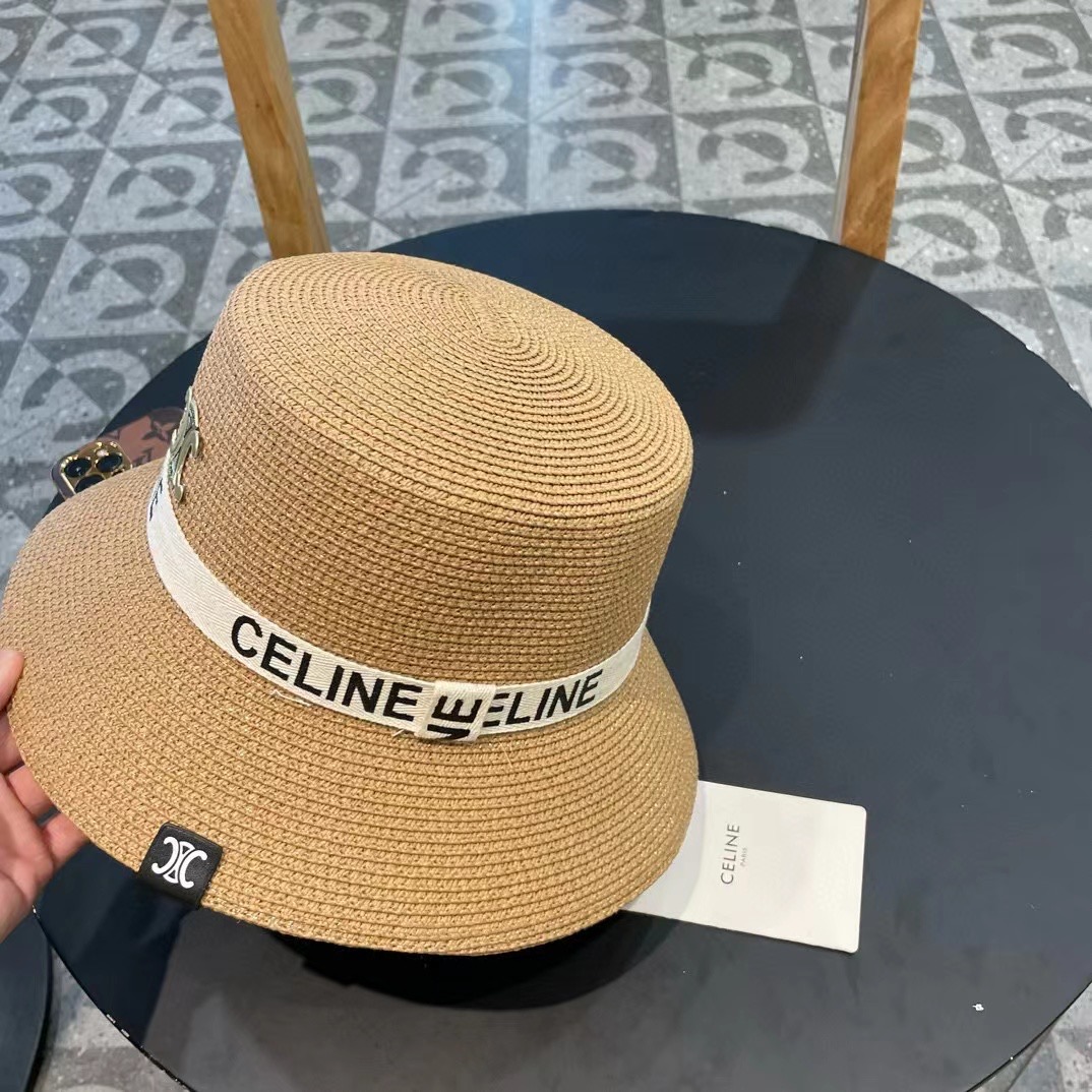 P126 Selincelien’s new straw hat, flat bucket hat, 57 cm head - 图片 3