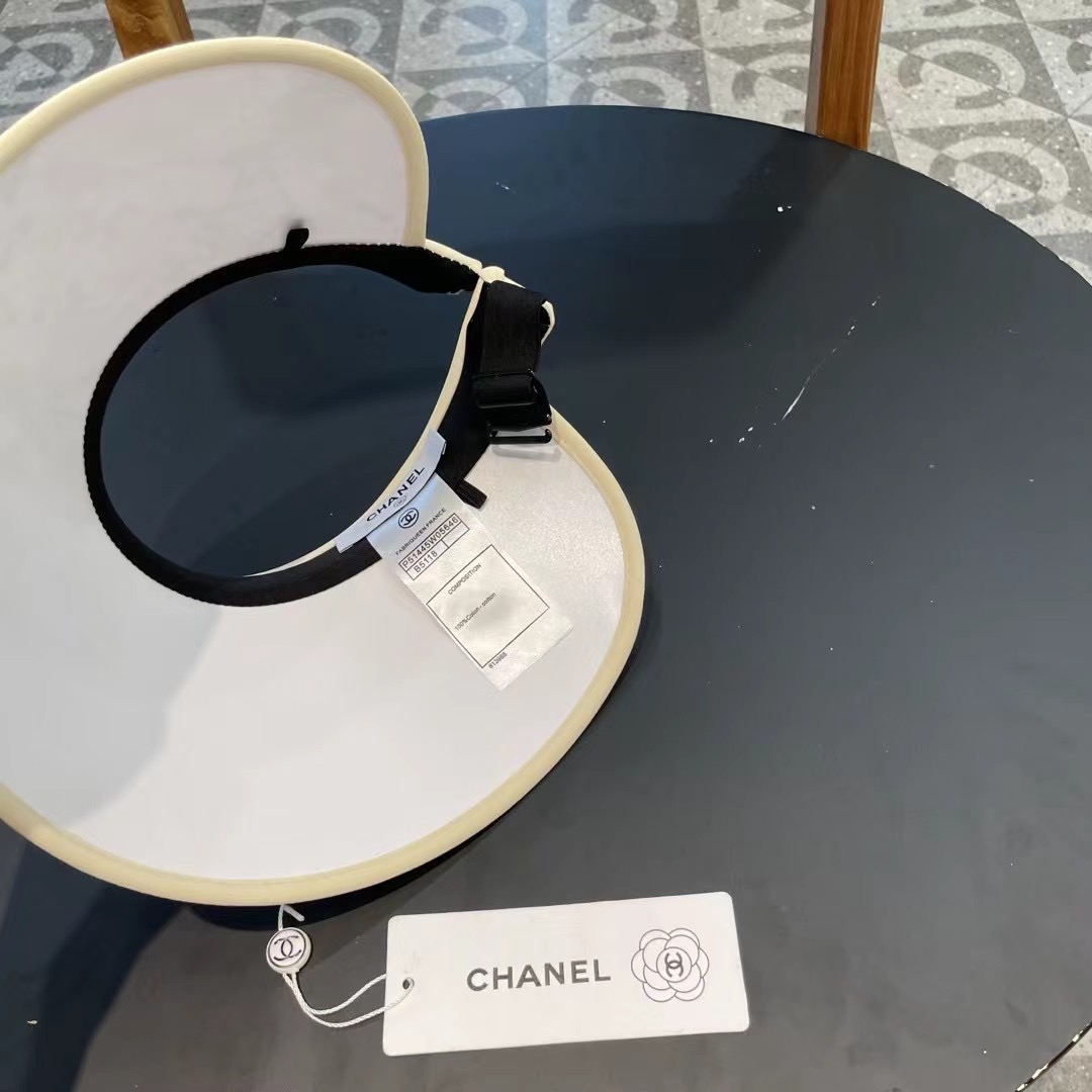 chanel香奈儿新国风水墨画夏季遮阳空顶帽女出游可折叠大檐休闲出游遮阳防晒帽
