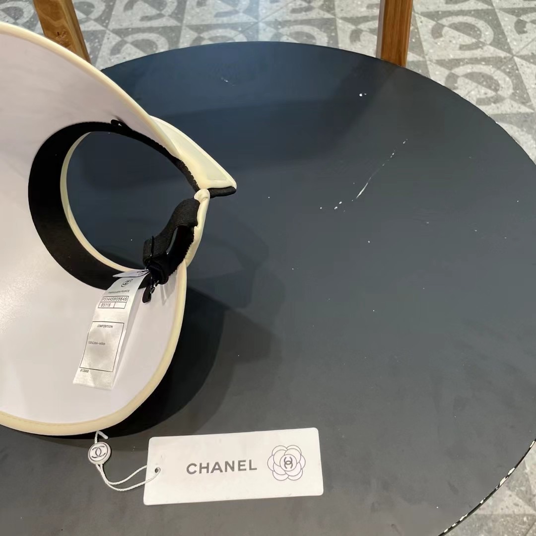 chanel香奈儿新国风水墨画夏季遮阳空顶帽女出游可折叠大檐休闲出游遮阳防晒帽