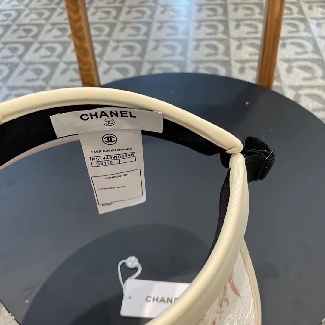 chanel香奈儿新国风水墨画夏季遮阳空顶帽女出游可折叠大檐休闲出游遮阳防晒帽