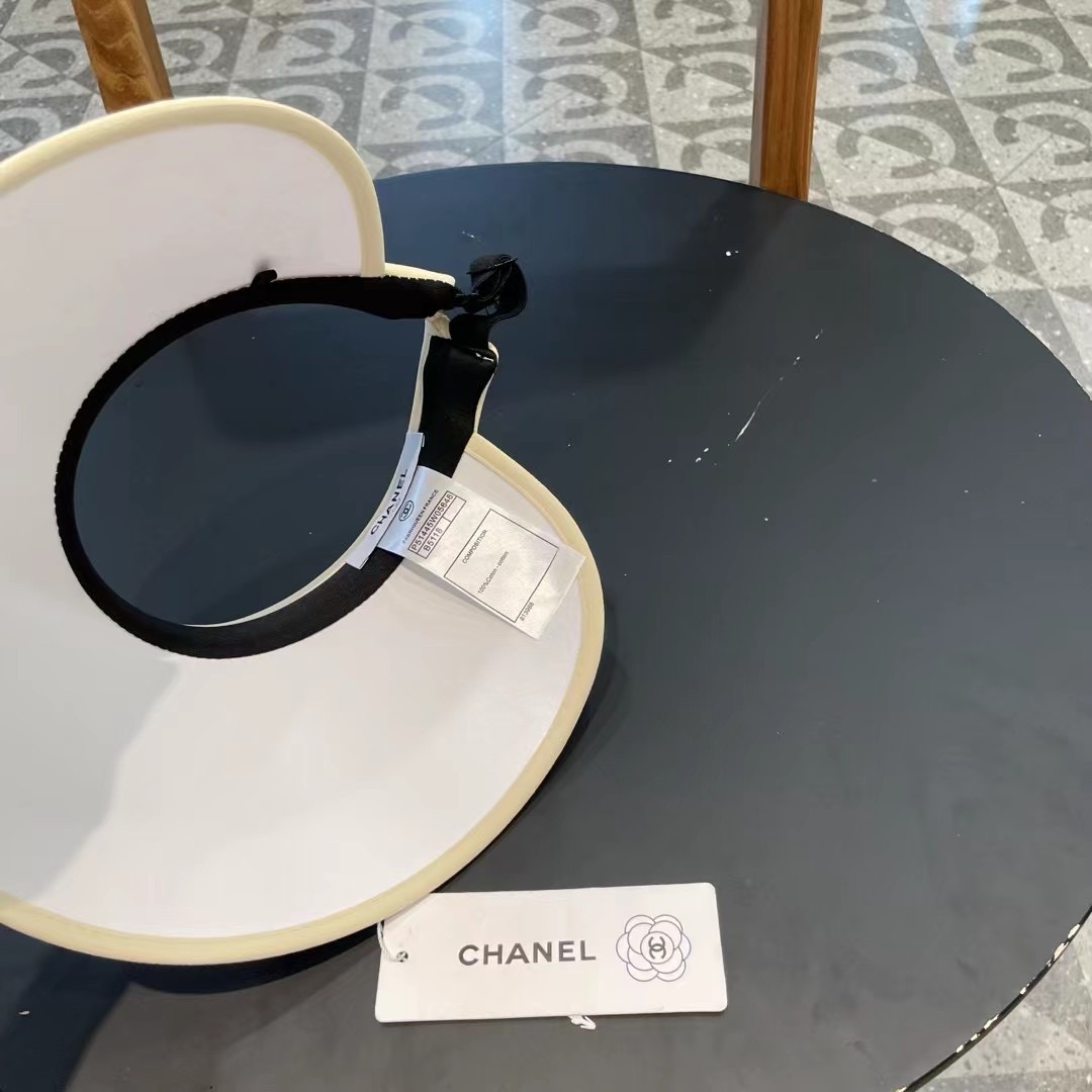 chanel香奈儿新国风水墨画夏季遮阳空顶帽女出游可折叠大檐休闲出游遮阳防晒帽