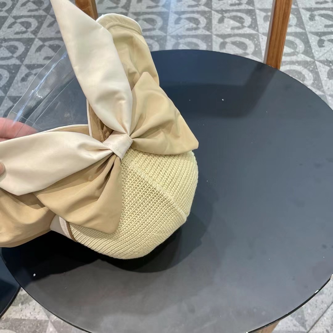 DIOR渔夫帽 2024夏季新款遮阳防晒蝴蝶结渔夫帽子女沙滩出游大檐显脸小太阳帽