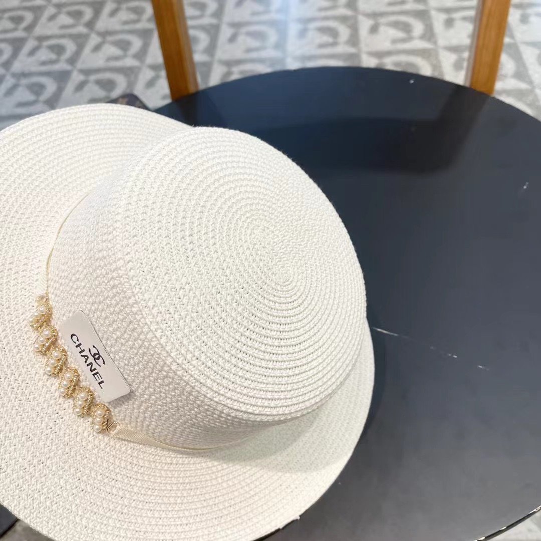  Chanel香奈儿复古风平顶草帽，头围57