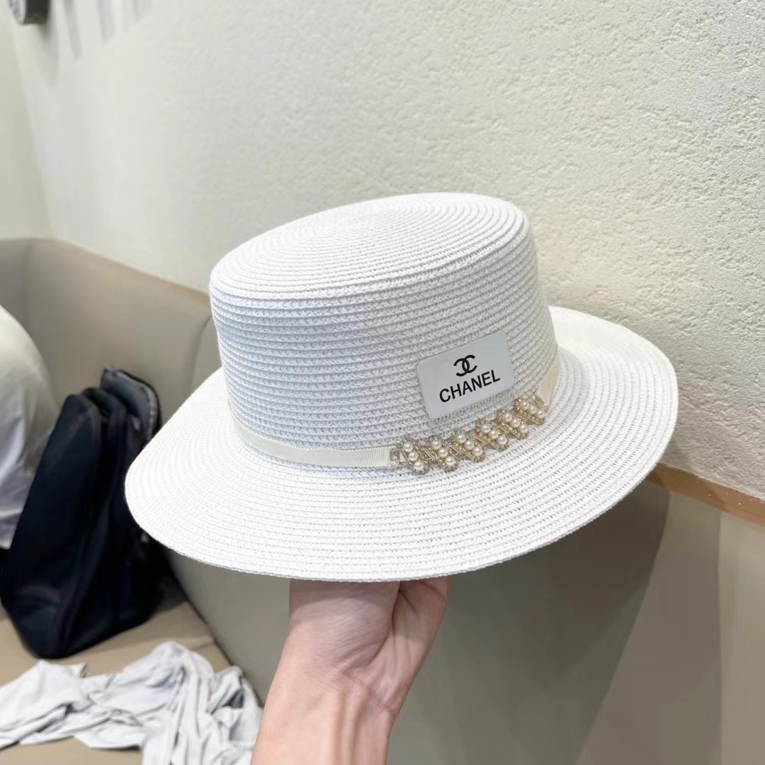  Chanel香奈儿复古风平顶草帽，头围57