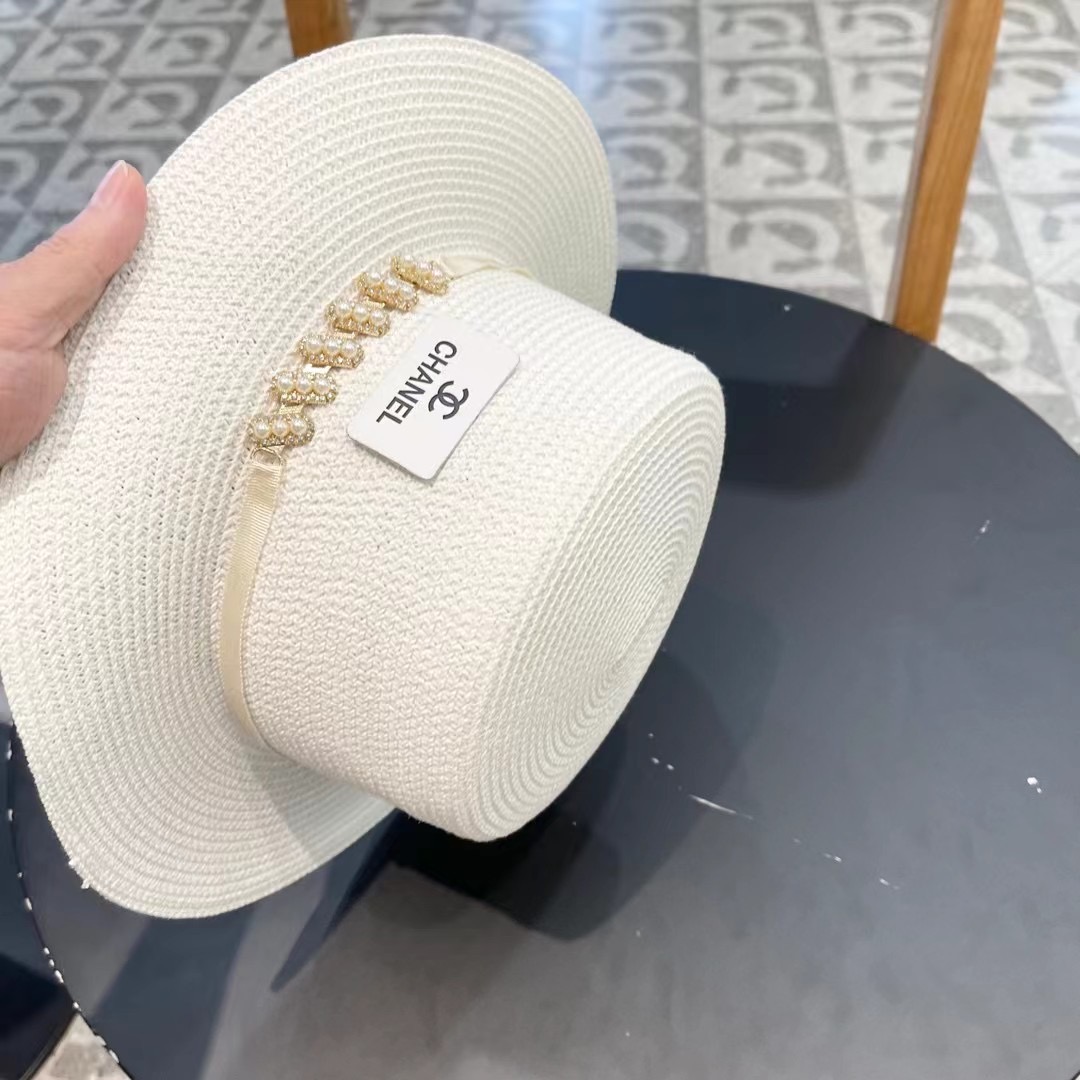  Chanel香奈儿复古风平顶草帽，头围57