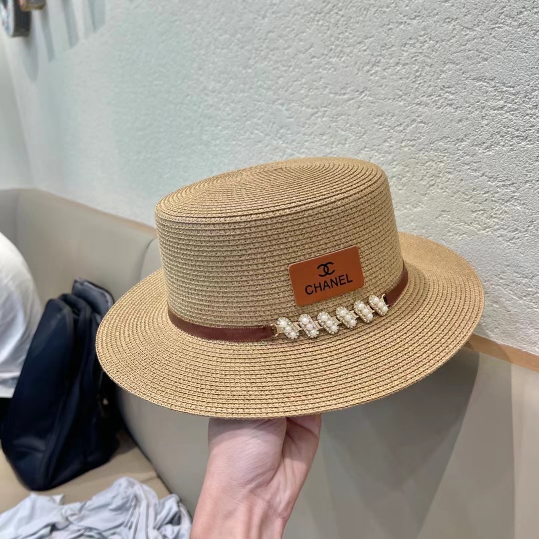  Chanel香奈儿复古风平顶草帽，头围57