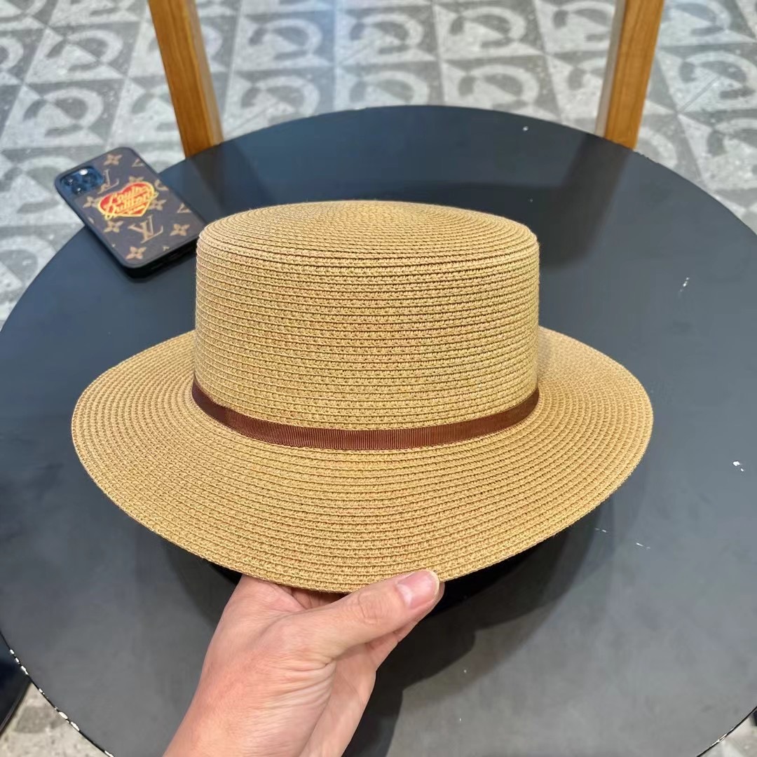  Chanel香奈儿复古风平顶草帽，头围57