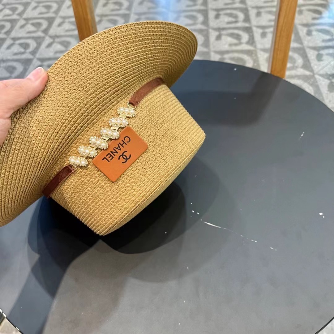  Chanel香奈儿复古风平顶草帽，头围57