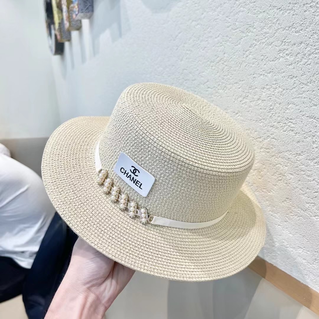  Chanel香奈儿复古风平顶草帽，头围57