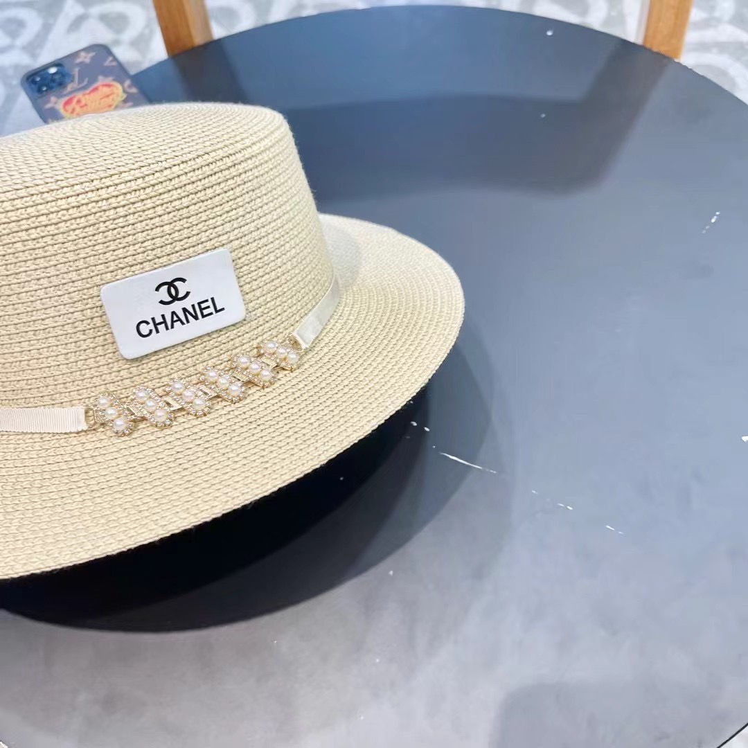  Chanel香奈儿复古风平顶草帽，头围57