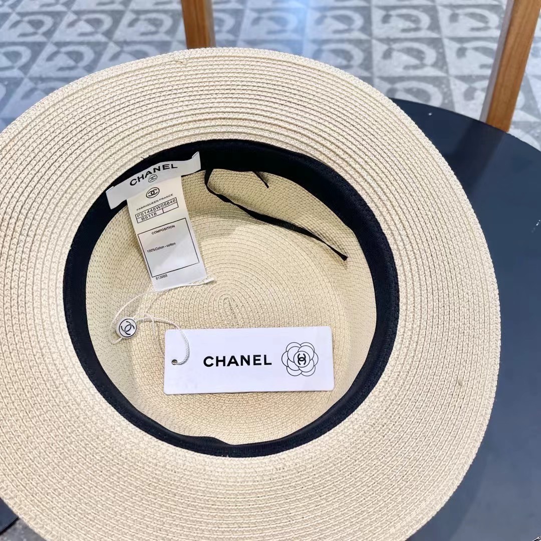  Chanel香奈儿复古风平顶草帽，头围57