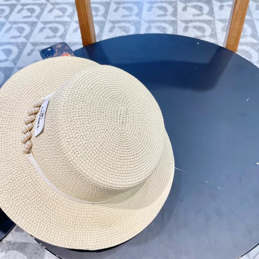  Chanel香奈儿复古风平顶草帽，头围57