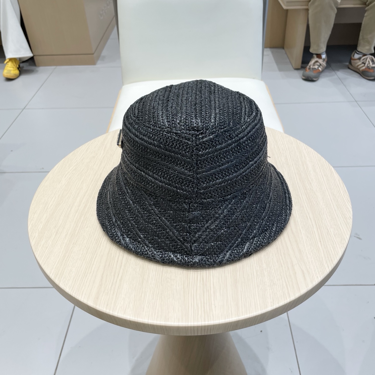 普拉达Prada日单复古藤皮编渔夫帽洋气ins遮阳帽可折叠盆帽女士百搭帽子时尚