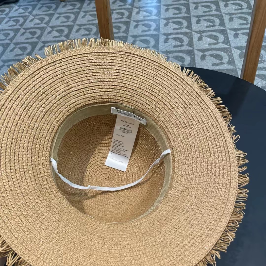    【DIOR迪奥】的新款草编遮阳草帽大沿帽🤩沙滩风，简约大方，百搭单品～出街首选，新款帽型超美腻，新