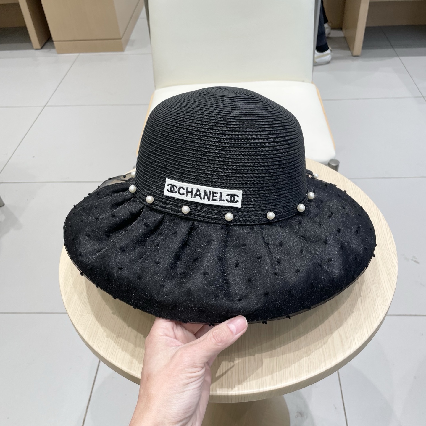  Chanel香奈儿夏季大檐显脸小优雅遮阳帽女时尚百搭蝴蝶结防晒帽海边出游渔夫帽