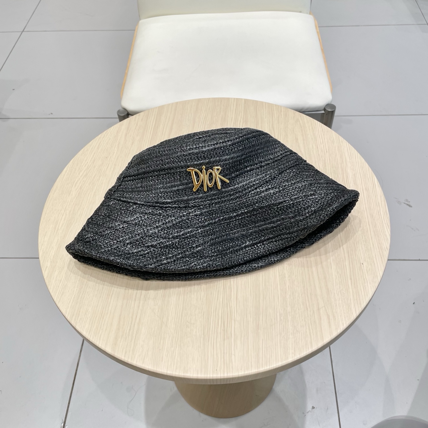  DIOR藤皮编渔夫帽洋气ins遮阳帽可折叠盆帽女士百搭帽子时尚