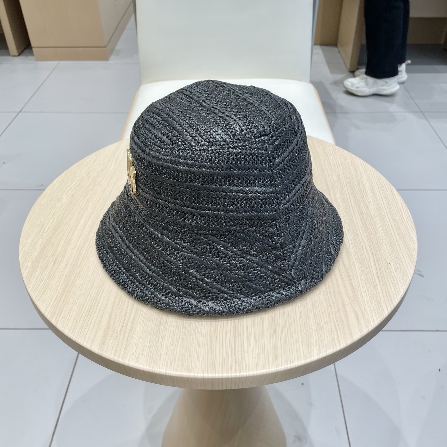  DIOR藤皮编渔夫帽洋气ins遮阳帽可折叠盆帽女士百搭帽子时尚