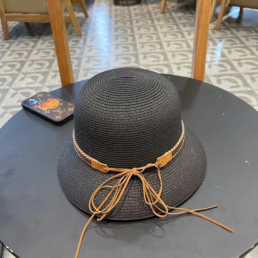 GUCC I古奇海边度假百搭圆顶草帽女出游遮阳防晒民族风礼帽女夏天沙滩太阳帽