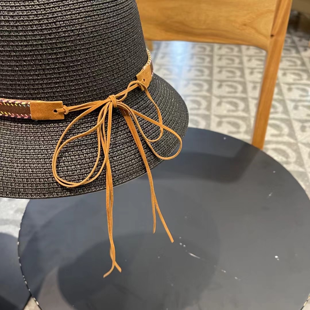 GUCC I古奇海边度假百搭圆顶草帽女出游遮阳防晒民族风礼帽女夏天沙滩太阳帽