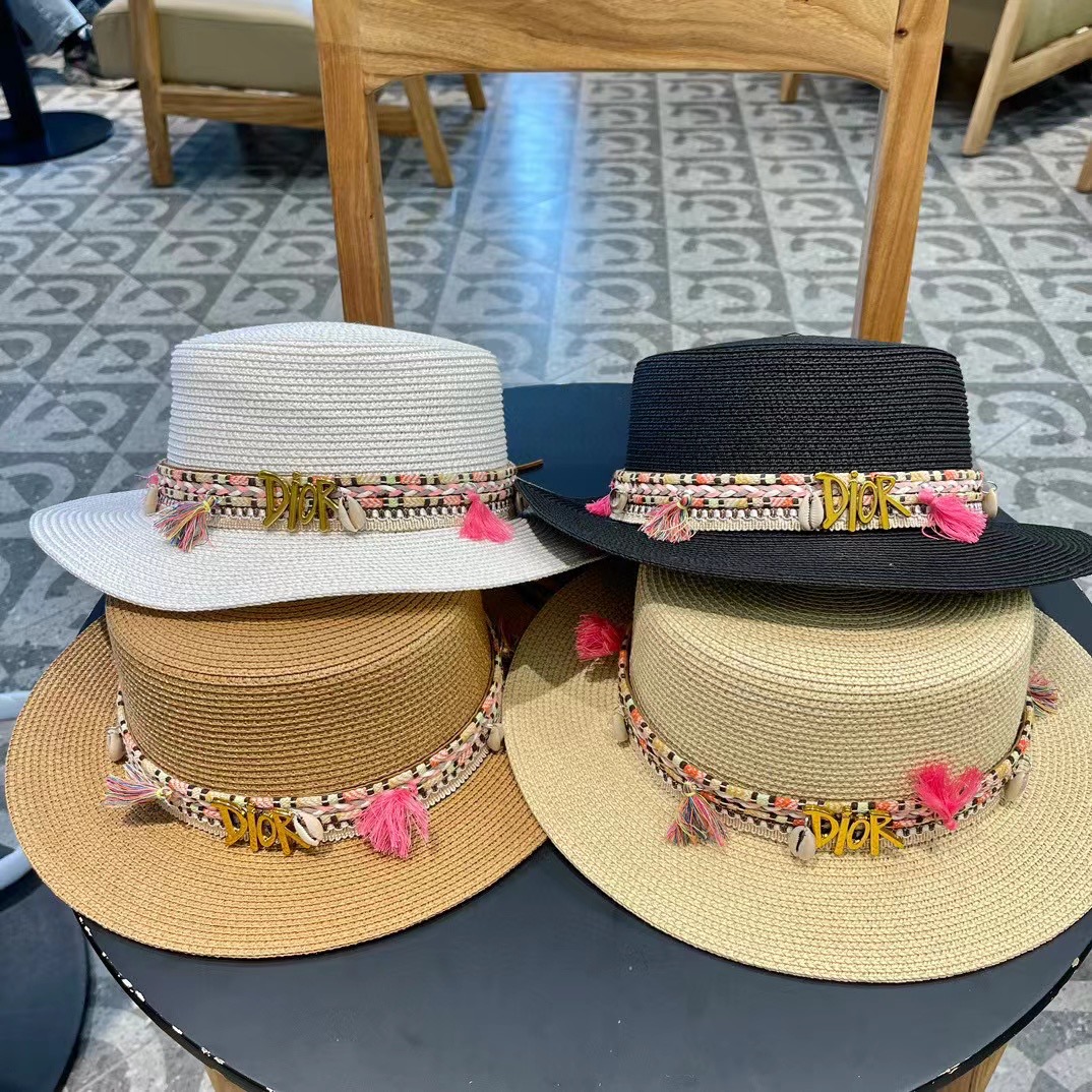 P137 [DIOR DIEO] 2024 NEW BIG CROTCH, FLAT-TIED STRAW HAT - 图片 3