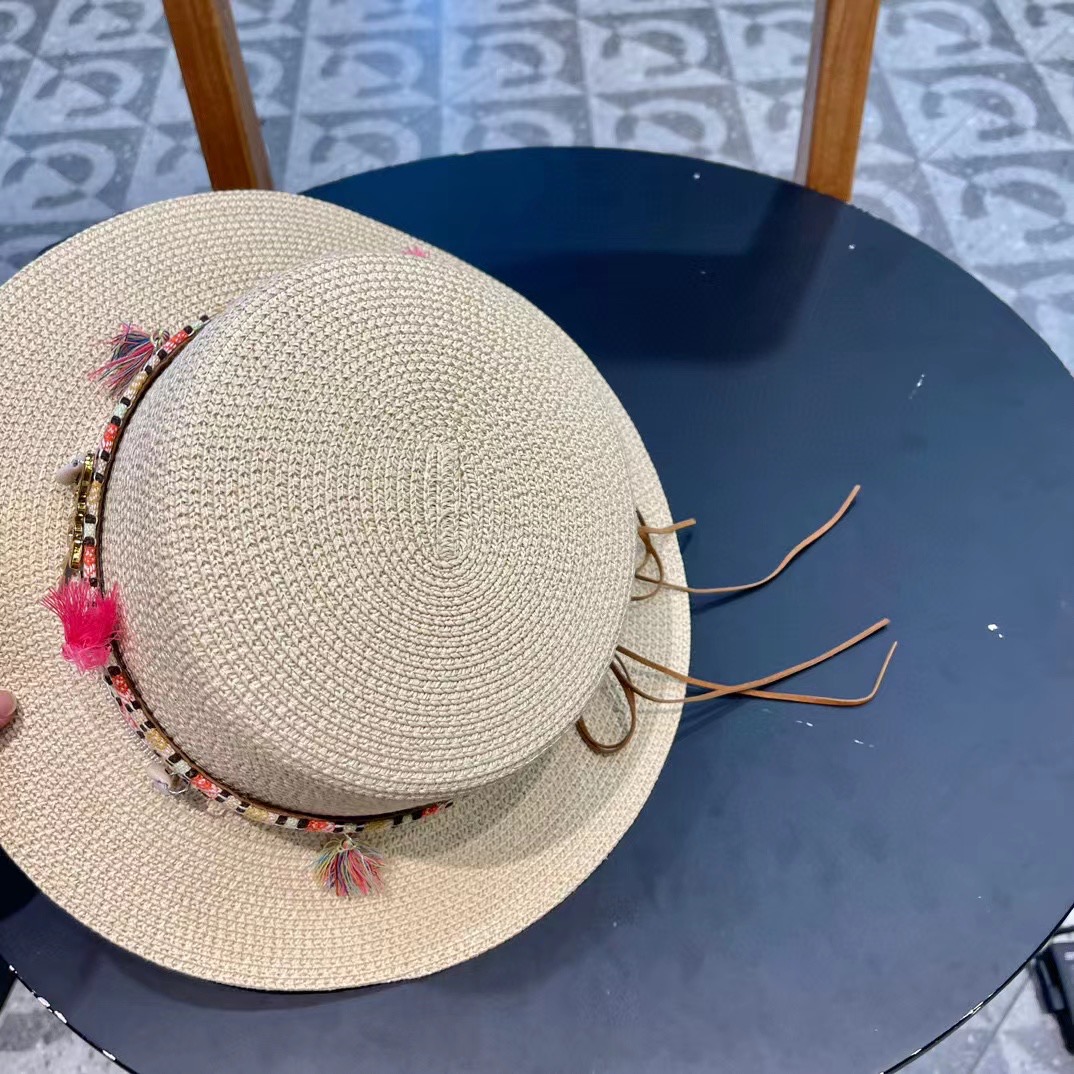 P137 [DIOR DIEO] 2024 NEW BIG CROTCH, FLAT-TIED STRAW HAT - 图片 8