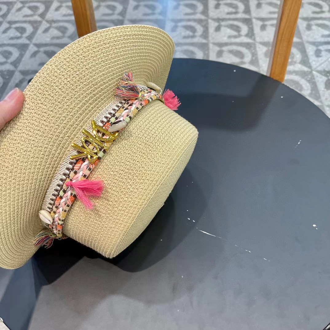 P137 [DIOR DIEO] 2024 NEW BIG CROTCH, FLAT-TIED STRAW HAT - 图片 7
