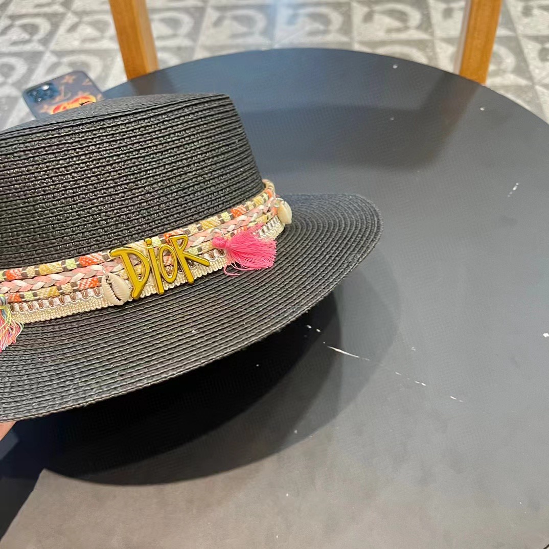 P137 [DIOR DIEO] 2024 NEW BIG CROTCH, FLAT-TIED STRAW HAT - 图片 3