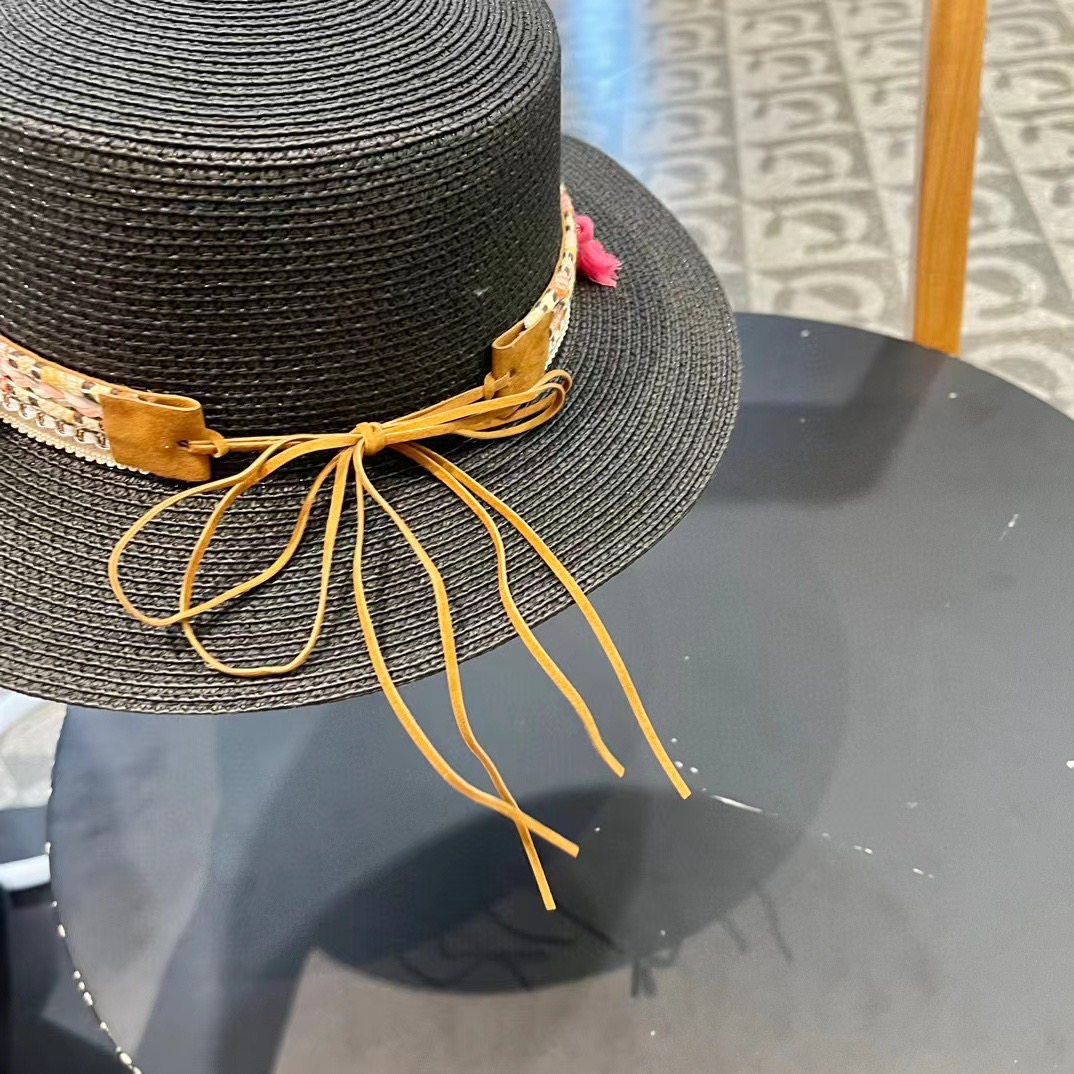 P137 [DIOR DIEO] 2024 NEW BIG CROTCH, FLAT-TIED STRAW HAT - 图片 7