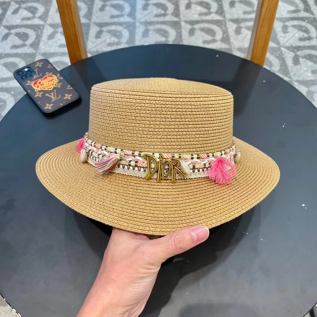 P137 [DIOR DIEO] 2024 NEW BIG CROTCH, FLAT-TIED STRAW HAT - 图片 2