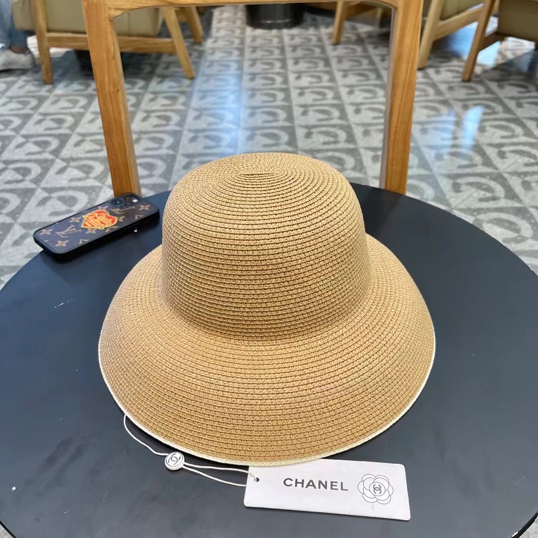 【CHANEL香奈儿】2024新款拼色盆帽草帽，出街必备超好搭配，赶紧入手！