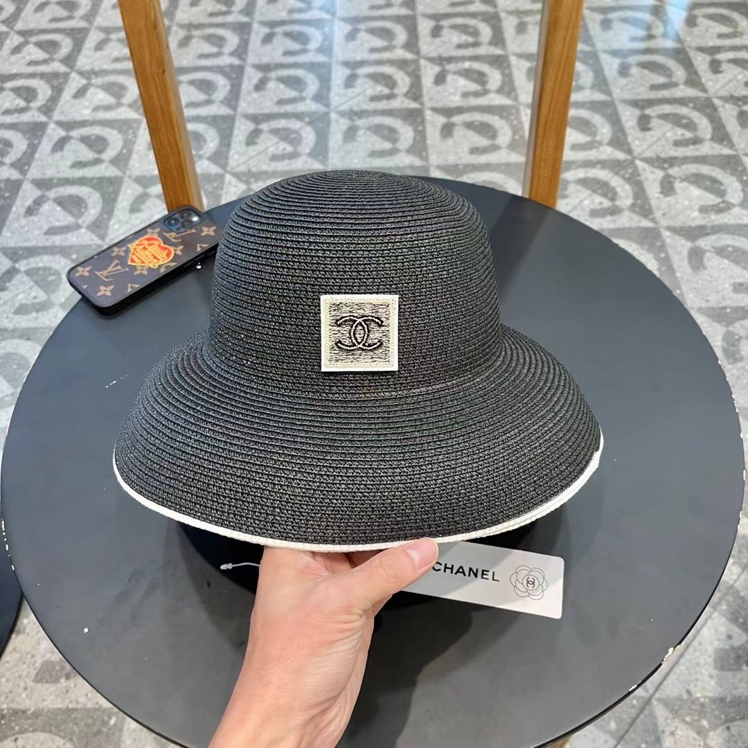 【CHANEL香奈儿】2024新款拼色盆帽草帽，出街必备超好搭配，赶紧入手！