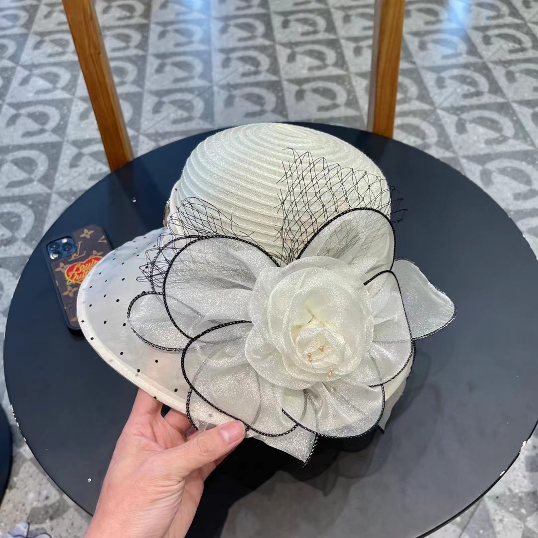 Dior 韩版遮脸时尚太阳帽女夏大花户外折叠防紫外线遮阳帽出游百搭大沿