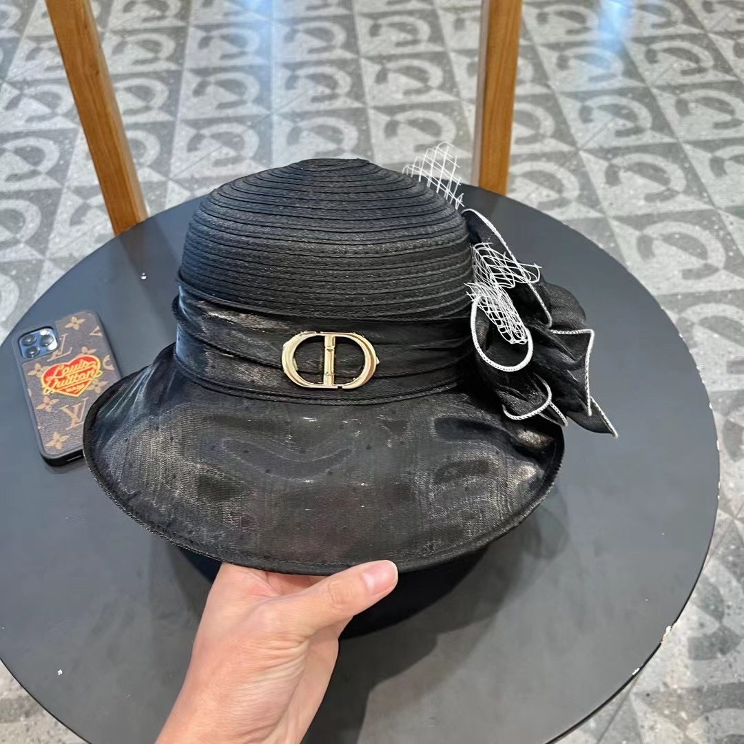 Dior 韩版遮脸时尚太阳帽女夏大花户外折叠防紫外线遮阳帽出游百搭大沿