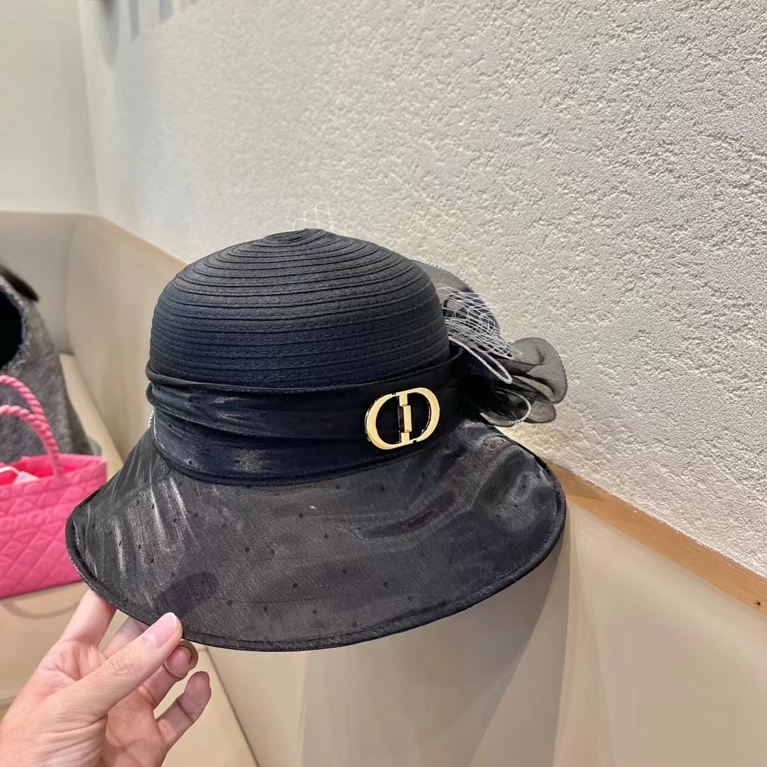 Dior 韩版遮脸时尚太阳帽女夏大花户外折叠防紫外线遮阳帽出游百搭大沿