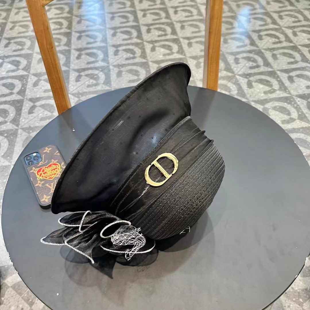 Dior 韩版遮脸时尚太阳帽女夏大花户外折叠防紫外线遮阳帽出游百搭大沿