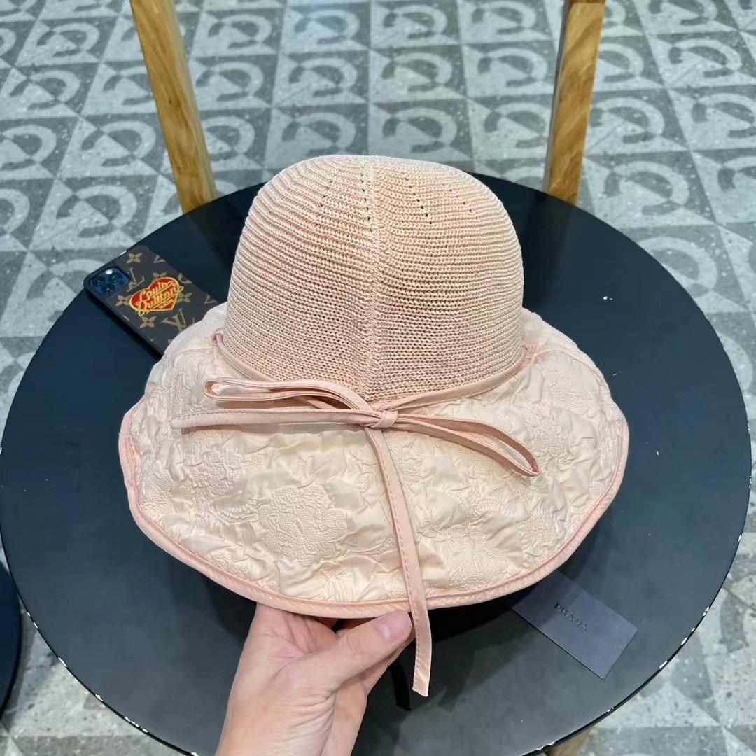 PRADA普拉达2025春款渔夫帽，遮阳防晒帽，出街必备