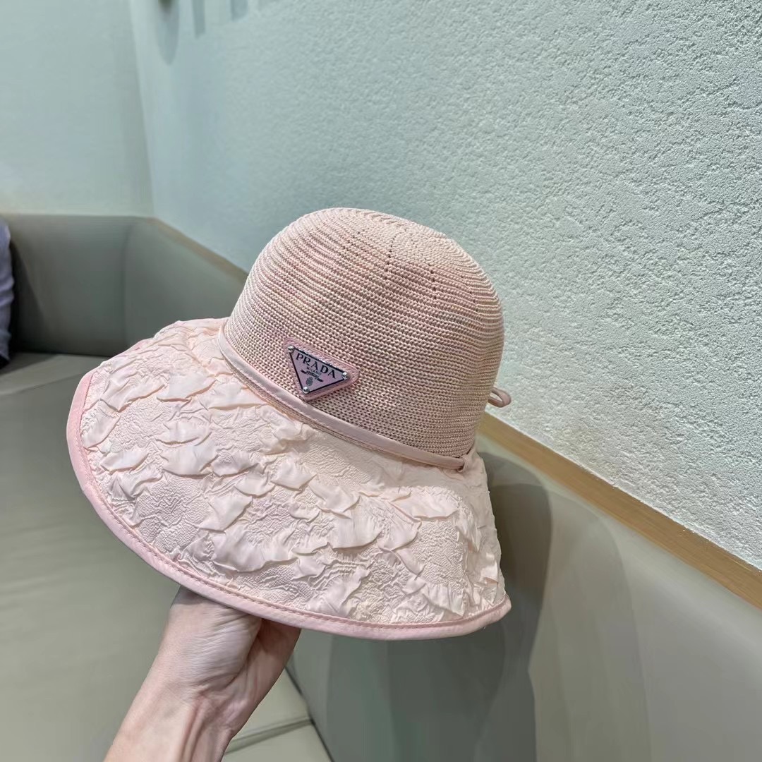 PRADA普拉达2025春款渔夫帽，遮阳防晒帽，出街必备