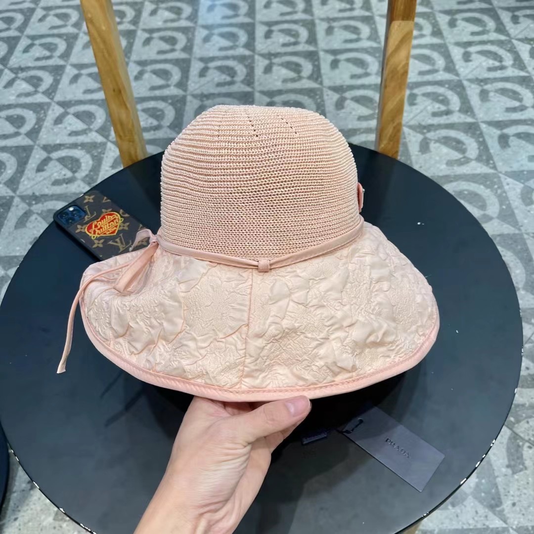 PRADA普拉达2025春款渔夫帽，遮阳防晒帽，出街必备