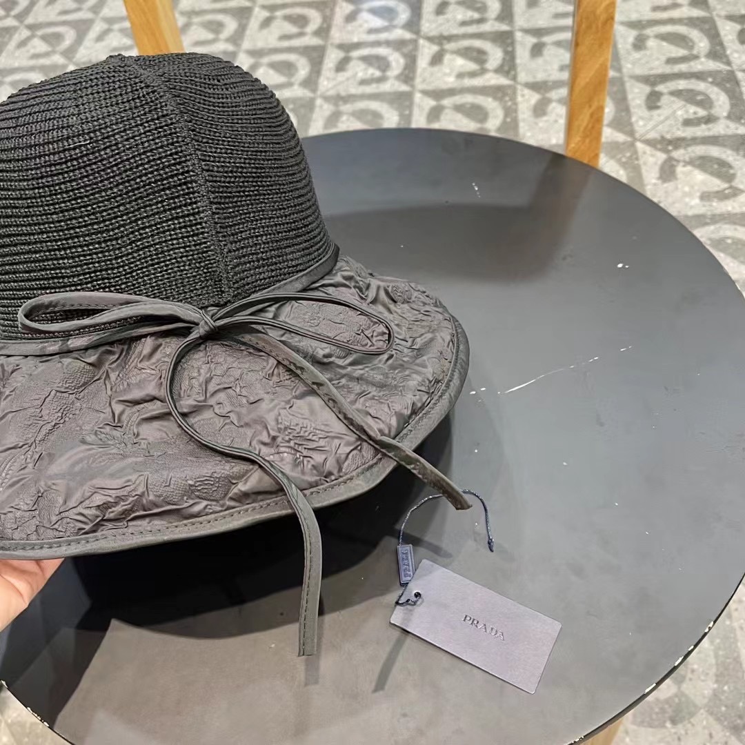PRADA普拉达2025春款渔夫帽，遮阳防晒帽，出街必备