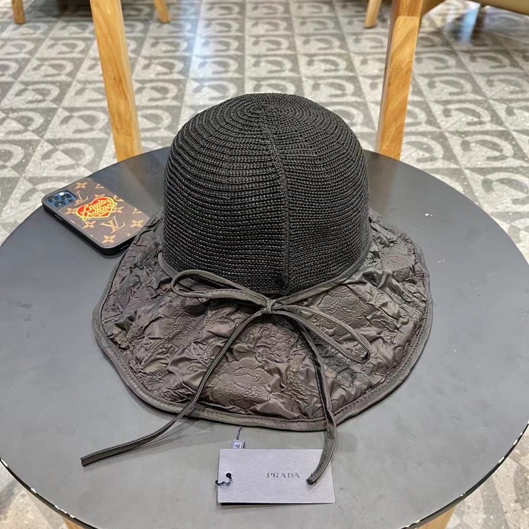 PRADA普拉达2025春款渔夫帽，遮阳防晒帽，出街必备