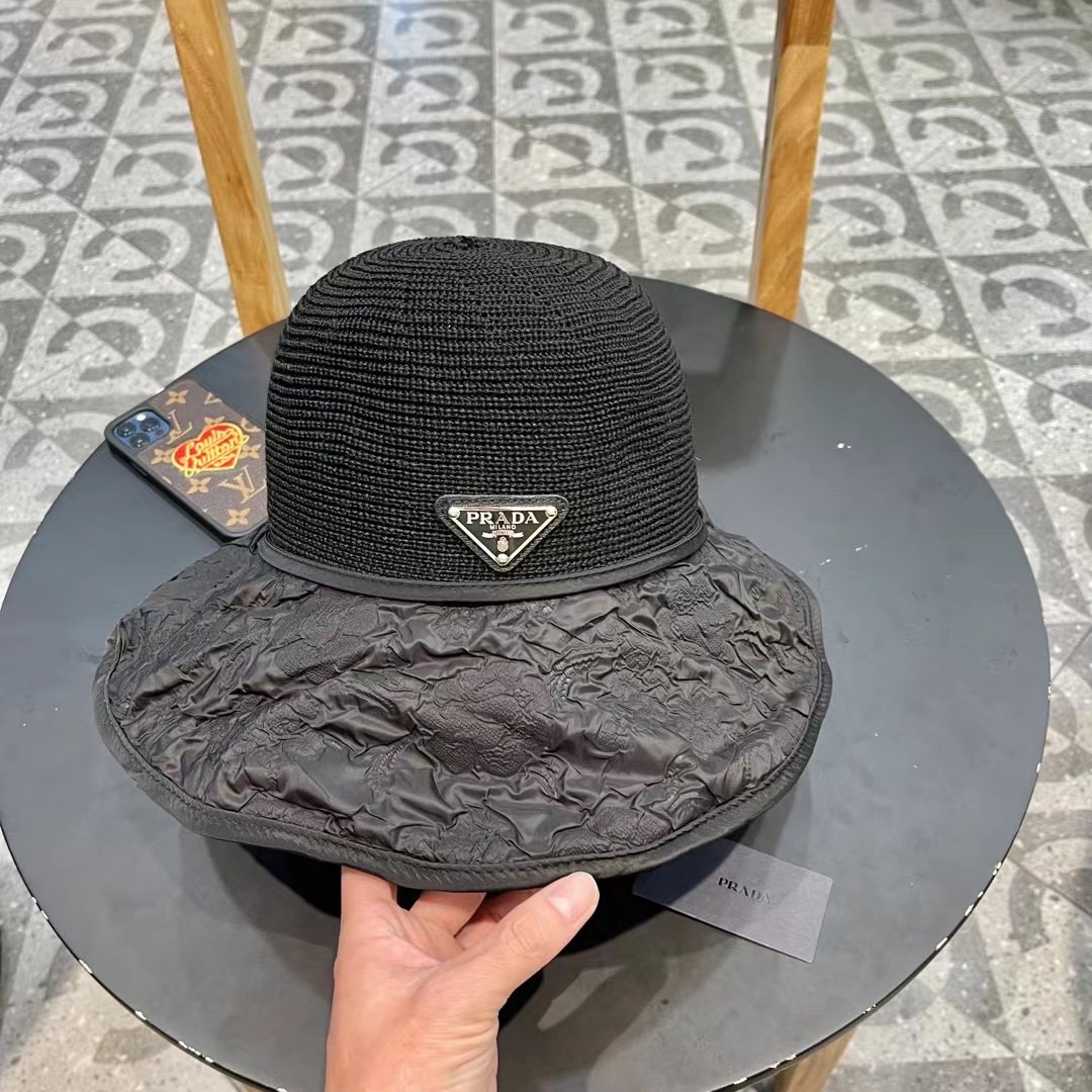 PRADA普拉达2025春款渔夫帽，遮阳防晒帽，出街必备