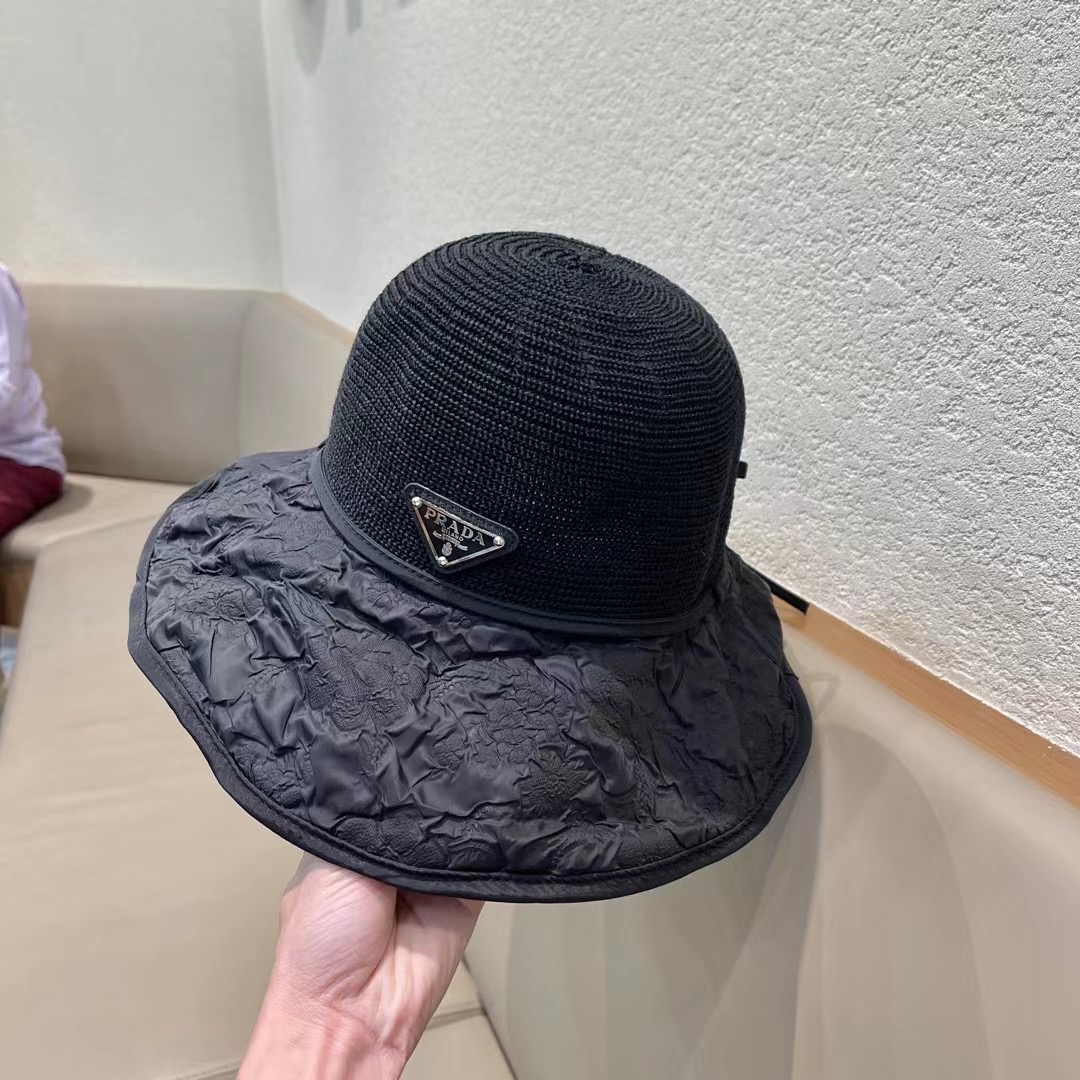 PRADA普拉达2025春款渔夫帽，遮阳防晒帽，出街必备