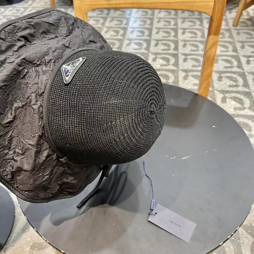 PRADA普拉达2025春款渔夫帽，遮阳防晒帽，出街必备