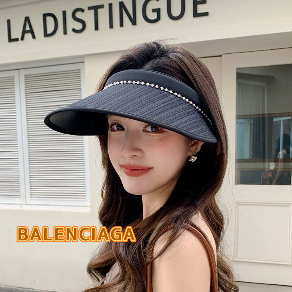   巴黎世家2025春夏女遮阳小香风珍珠空顶发箍帽户外遮阳帽百搭太阳帽