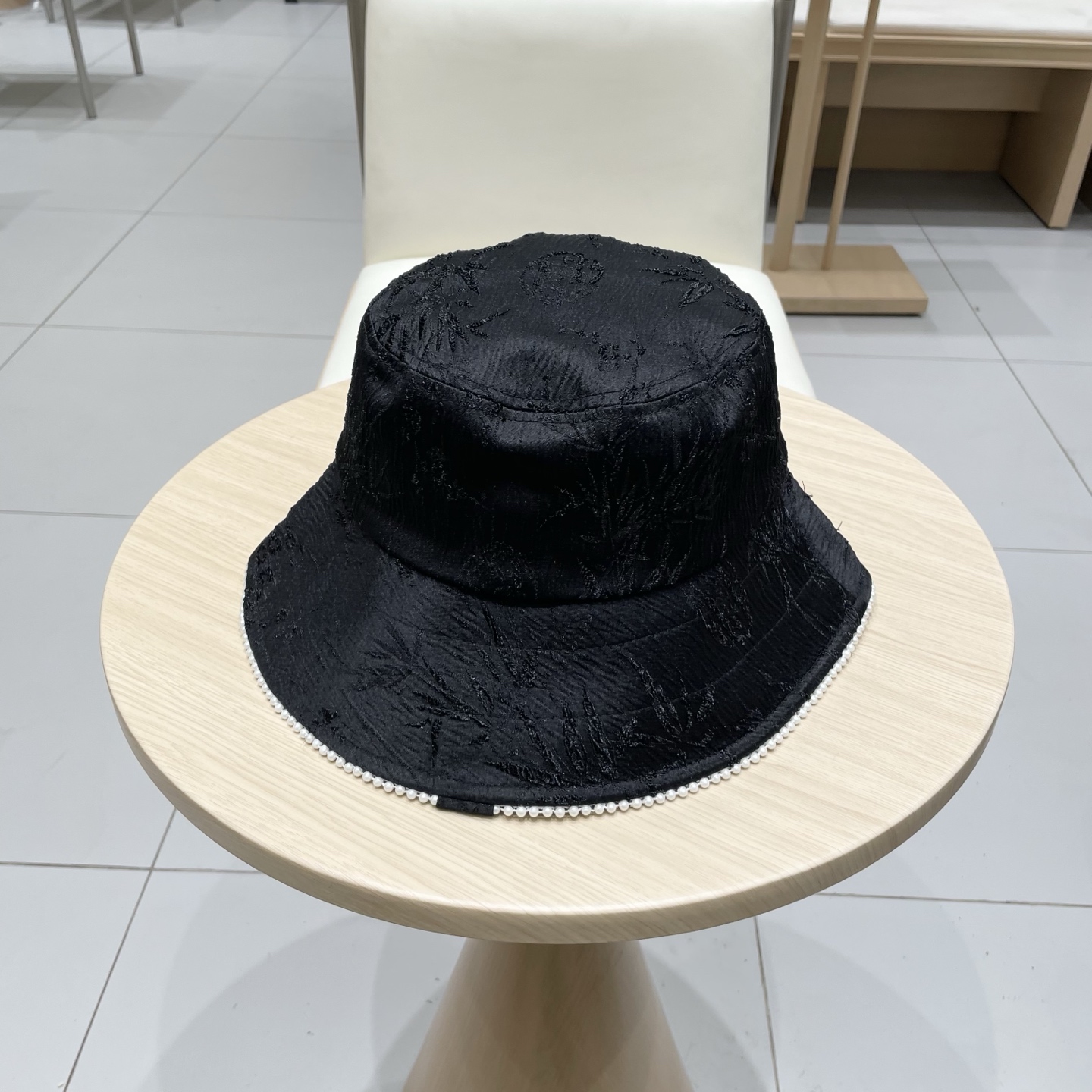 Chanel 2025春夏新款日系高品质珍珠提花渔夫帽女休闲出游防晒遮阳小盆帽