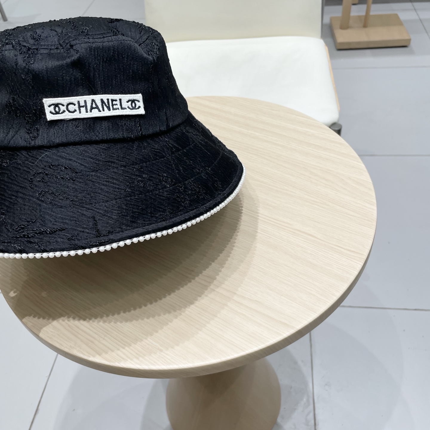 Chanel 2025春夏新款日系高品质珍珠提花渔夫帽女休闲出游防晒遮阳小盆帽