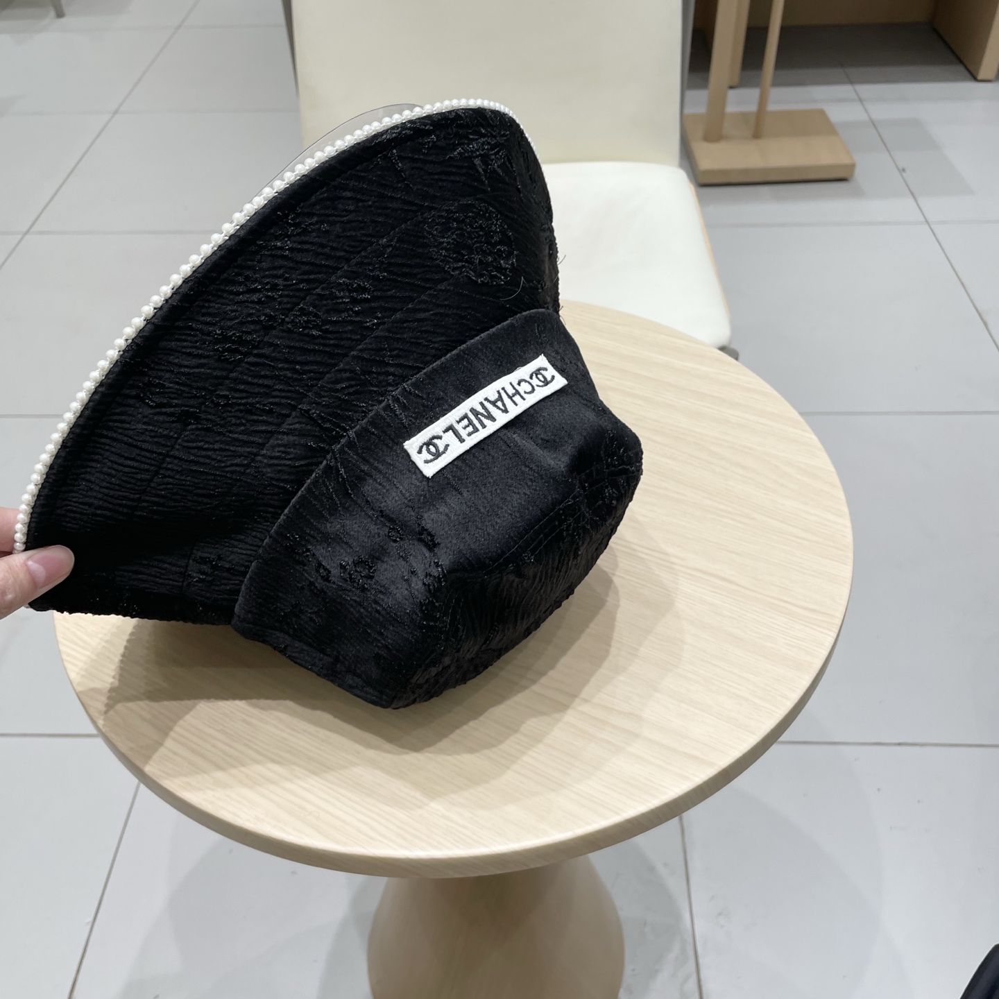 Chanel 2025春夏新款日系高品质珍珠提花渔夫帽女休闲出游防晒遮阳小盆帽