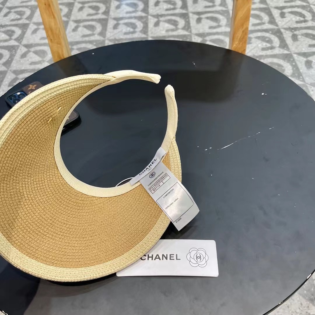 。 香耐儿Chanel帽子女夏季草帽遮阳沙滩出游遮脸防紫外线空顶帽大帽檐防晒太阳帽